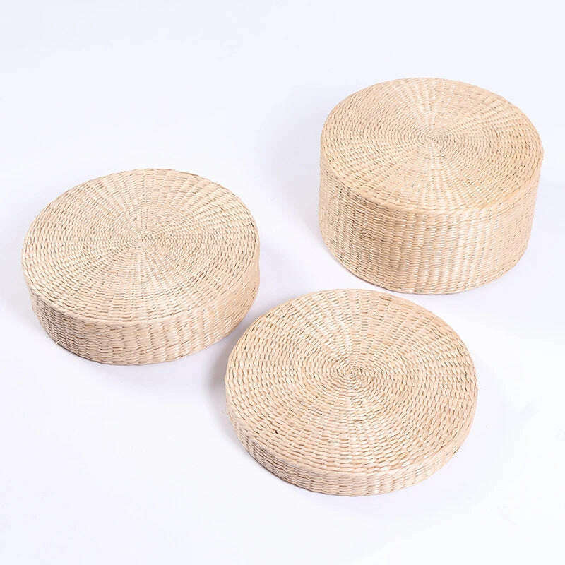 KIMLUD, Straw Pouf Seat Mat Meditation Ottoman Home Decor Cushion Buckwheat Floor Seat Cushion Rustic Floor Cushion, KIMLUD Womens Clothes