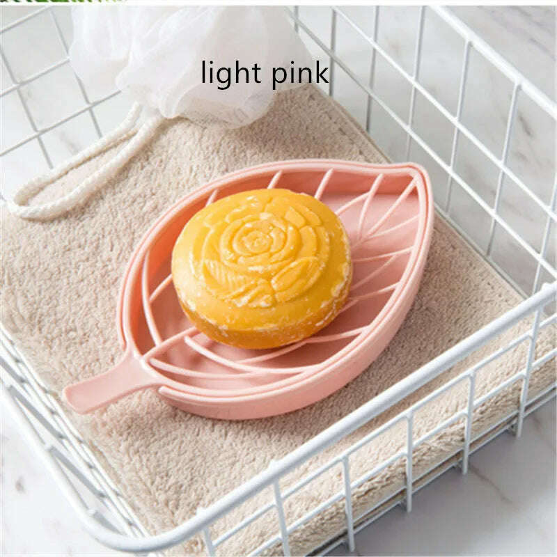 KIMLUD, Suction Cup Soap Dish Box For Bathroom Shower Soap Holder with Drain Portable Leaf Shape Toilet Laundry Soap Rack Tray For Basin, I / China, KIMLUD APPAREL - Womens Clothes