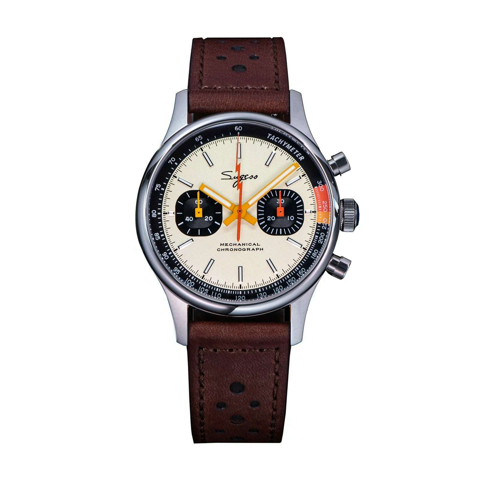 KIMLUD, Sugess 1963 Pilot Watch Mens Chronograph Mechanical Wristwatches Original ST1901 Swanneck Movement Sapphire Crystal Racing 2022, C Hole Leather / v2, KIMLUD APPAREL - Womens Clothes