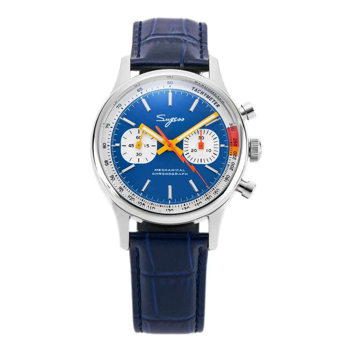 KIMLUD, Sugess 1963 Pilot Watch Mens Chronograph Mechanical Wristwatches Original ST1901 Swanneck Movement Sapphire Crystal Racing 2022, B Blue Leather / v2, KIMLUD APPAREL - Womens Clothes