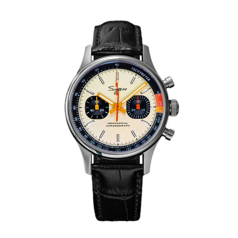 Sugess 1963 Pilot Watch Mens Chronograph Mechanical Wristwatches Original ST1901 Swanneck Movement Sapphire Crystal Racing 2022 - KIMLUD