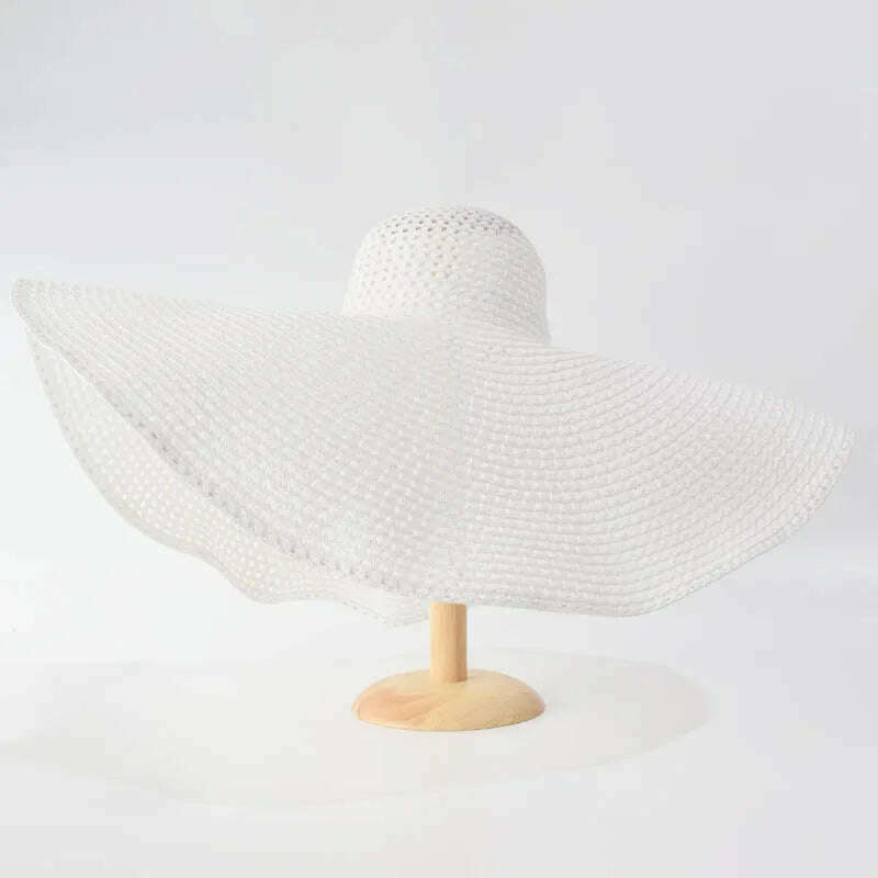 Summer 70cm Large Wide Brim Sun Hats For Women Oversized Beach Hat Foldable Travel Straw Hat Lady UV Protection Sun Shade Hat - KIMLUD