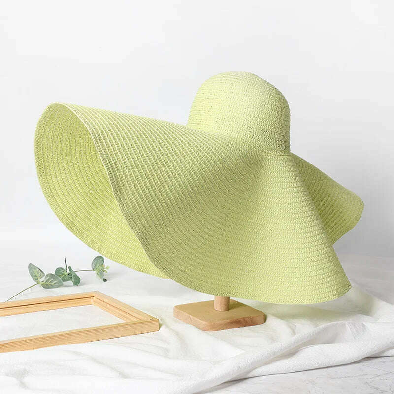 Summer 70cm Large Wide Brim Sun Hats For Women Oversized Beach Hat Foldable Travel Straw Hat Lady UV Protection Sun Shade Hat - KIMLUD