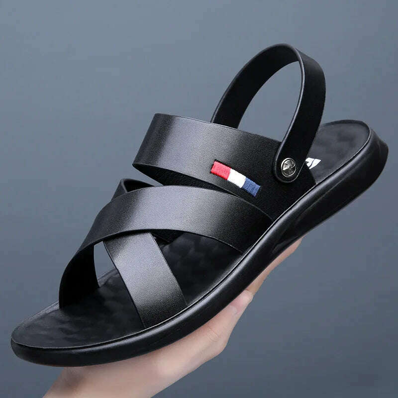 KIMLUD, Summer Brand Men's Sandals Fashion designer sandals Beach Leather Sandals mens High Quality Outdoor Casual Shoes big size：38-48, KIMLUD Womens Clothes