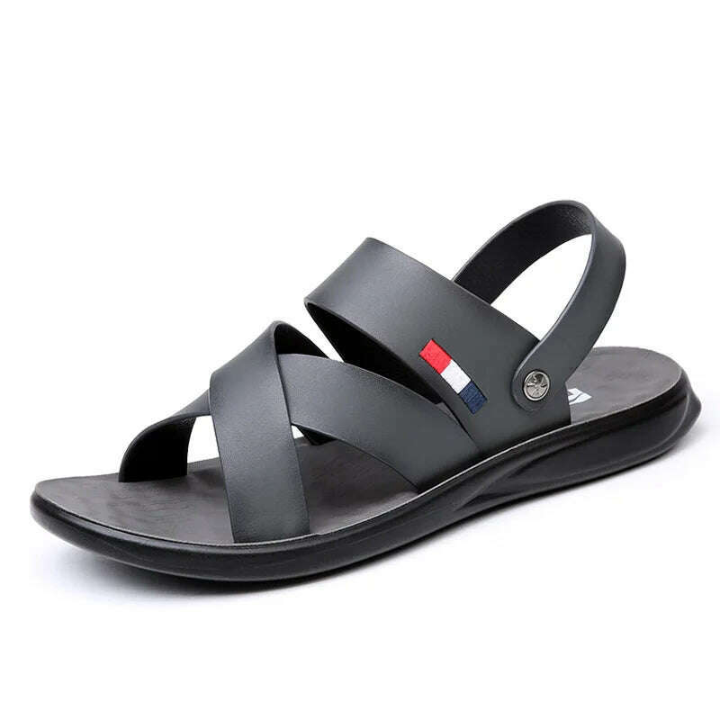 KIMLUD, Summer Brand Men's Sandals Fashion designer sandals Beach Leather Sandals mens High Quality Outdoor Casual Shoes big size：38-48, Dark Grey / 40, KIMLUD APPAREL - Womens Clothes