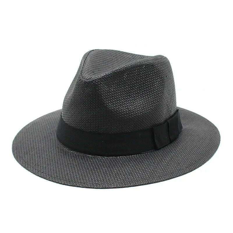 Summer Casual Paper Straw Sun Hats Men Panama Trilby Jazz Hat Outdoor UV Protection Beach Cap Bonnet - KIMLUD