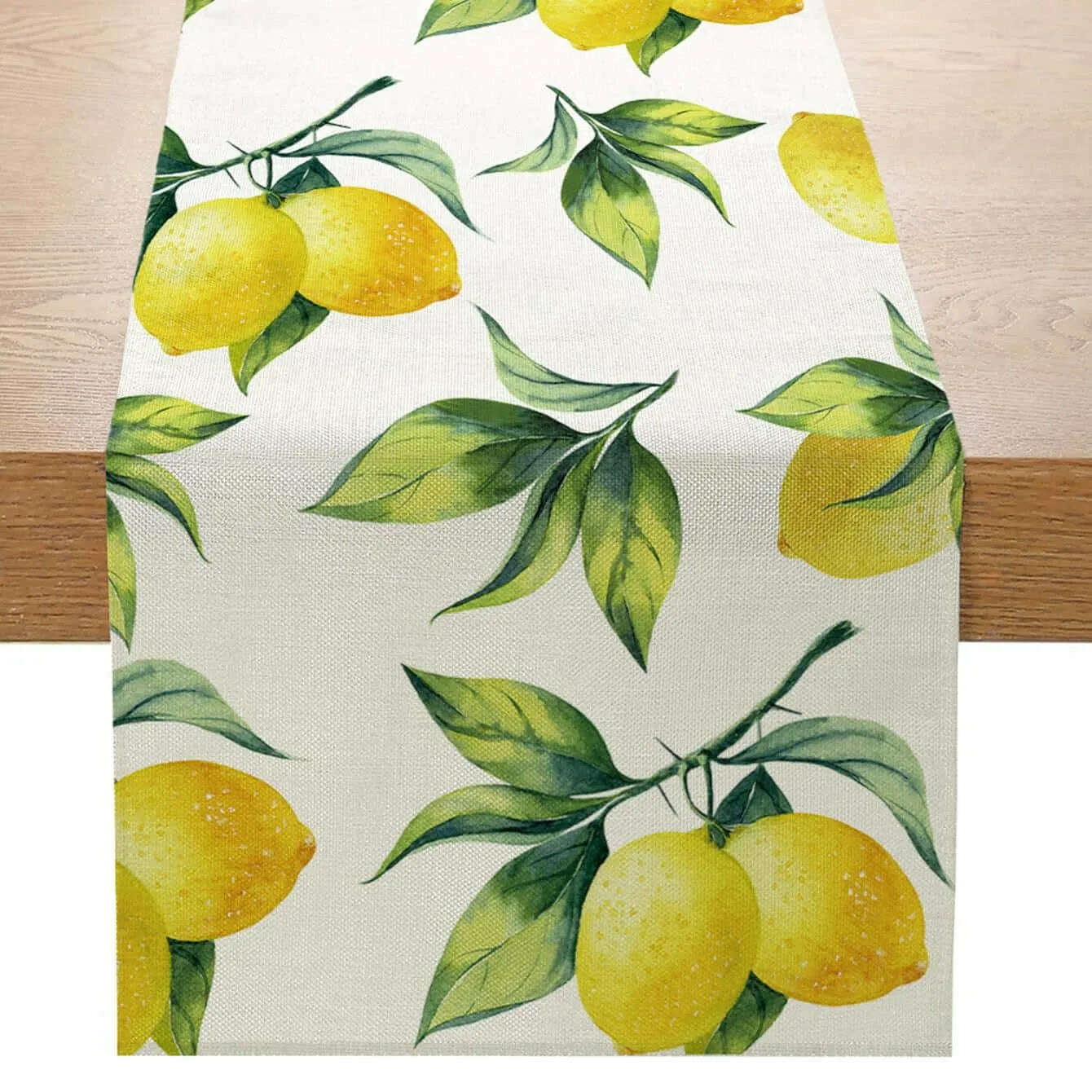 KIMLUD, Summer Freshness Lemon Pattern Table Runner Linen Home Decoration Tablecover for Dining Room Wedding Holiday Party Tablecloth, KIMLUD Womens Clothes