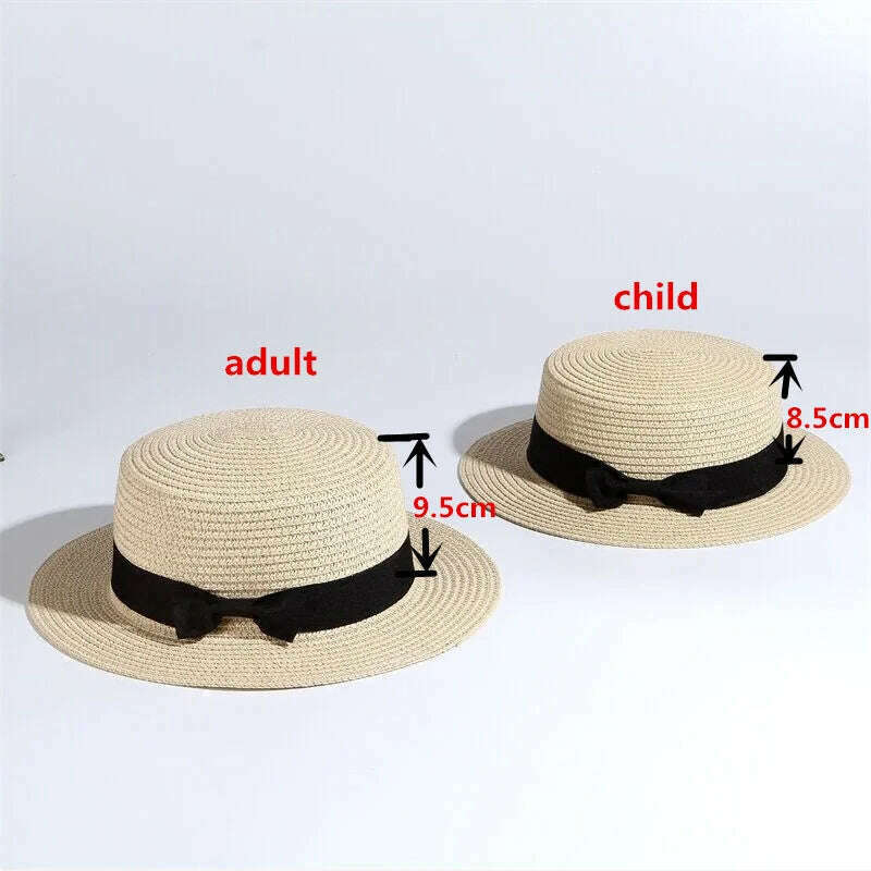 KIMLUD, Summer Hats For Women Sun Hat Beach Ladies Fashion Flat Brom Bowknot Panama Lady Casual Sun Hats For Women Straw Hat, KIMLUD Womens Clothes