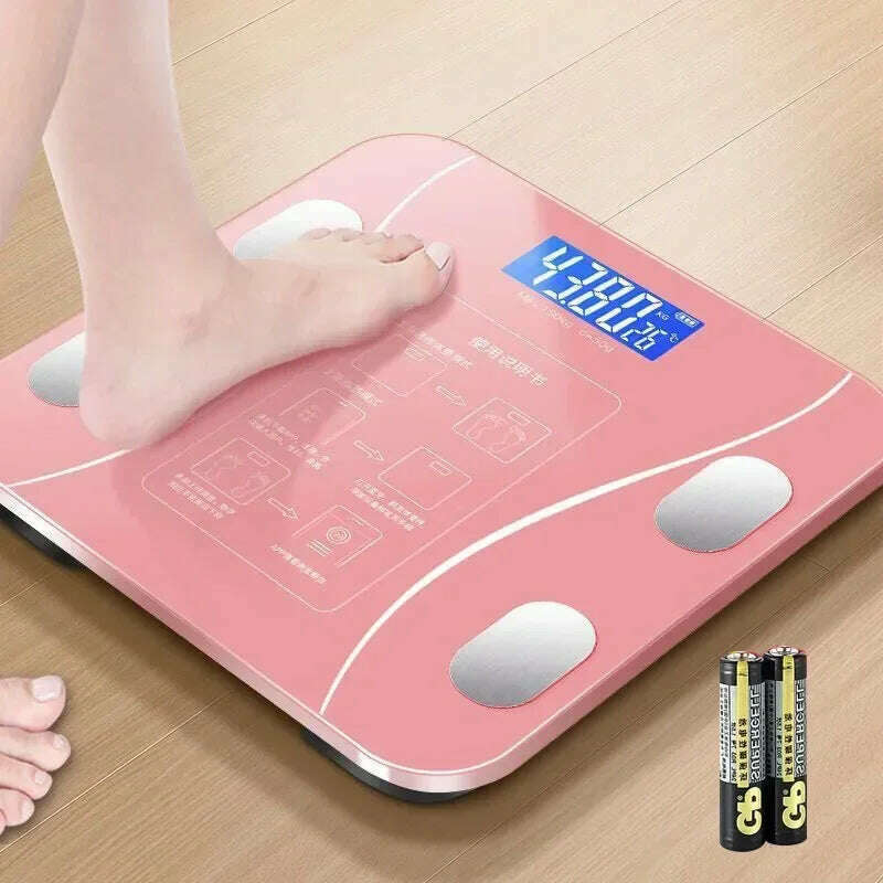 KIMLUD, Summer Household Fat Scale Adult Bluetooth Scale Intelligent Body Fat Scale Accurate  Electronic Scale Human Body Scale, pink-battery, KIMLUD APPAREL - Womens Clothes