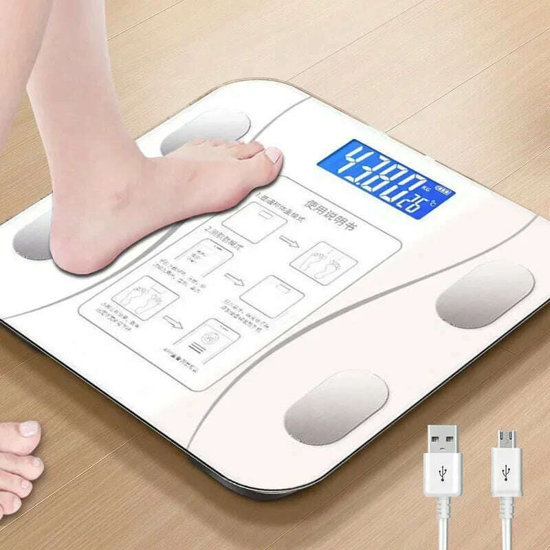 KIMLUD, Summer Household Fat Scale Adult Bluetooth Scale Intelligent Body Fat Scale Accurate  Electronic Scale Human Body Scale, white-charging, KIMLUD APPAREL - Womens Clothes