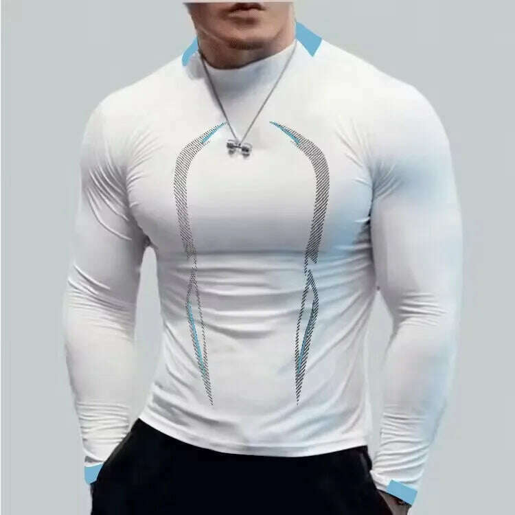 Summer men's fitness sports training Breathable short sleeve quick drying clothes men's sports fashion long sleeve T-shirt - KIMLUD