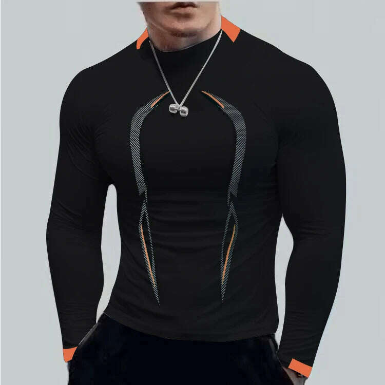 Summer men's fitness sports training Breathable short sleeve quick drying clothes men's sports fashion long sleeve T-shirt - KIMLUD