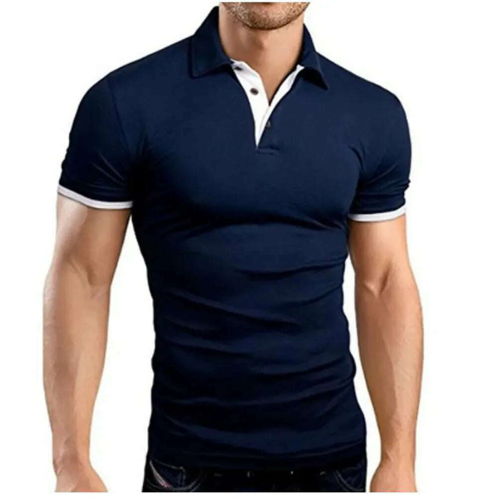 Summer New Men's Collar Hollow Short-sleeved Polo Shirt Breathable Business Fashion T-Shirt Male Brand Clothes - KIMLUD