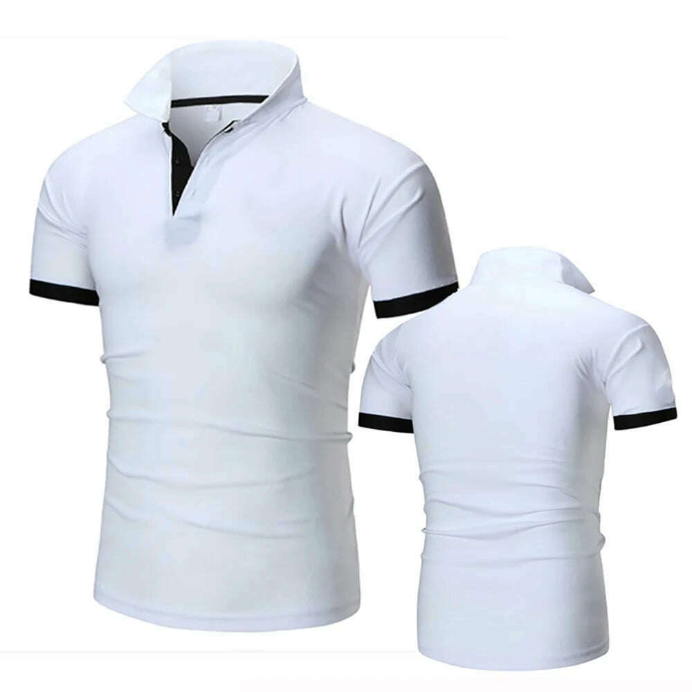 Summer New Men's Collar Hollow Short-sleeved Polo Shirt Breathable Business Fashion T-Shirt Male Brand Clothes - KIMLUD