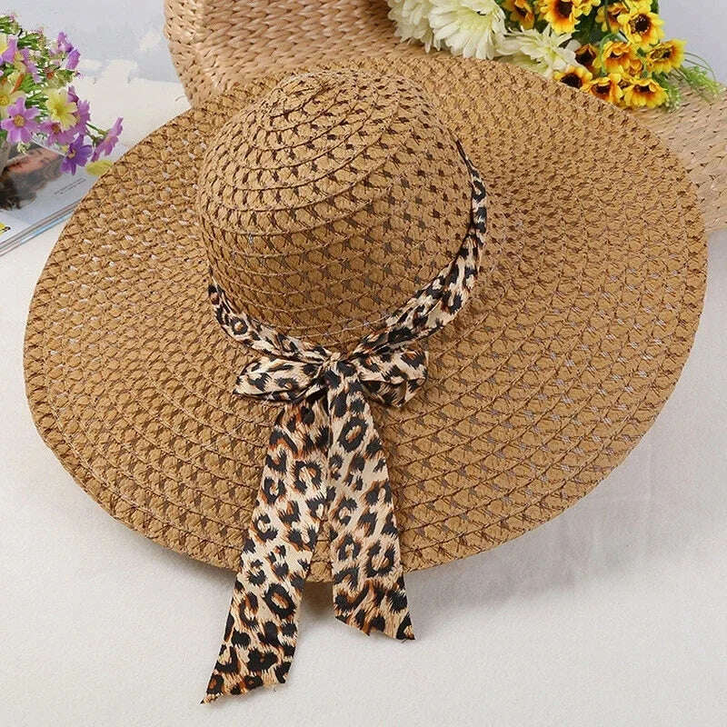 KIMLUD, Summer New Style Ladies Straw Cat, Beach Hat, Sun Hat, Sun Cat Panama Hat, Adjustable High Quality, Outdoor Cat, Travel Cat, Khaki / adjustable, KIMLUD APPAREL - Womens Clothes