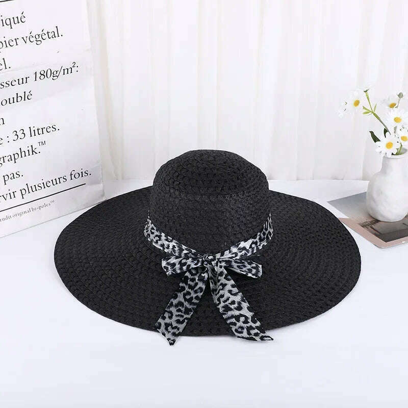 KIMLUD, Summer New Style Ladies Straw Cat, Beach Hat, Sun Hat, Sun Cat Panama Hat, Adjustable High Quality, Outdoor Cat, Travel Cat, Black / adjustable, KIMLUD APPAREL - Womens Clothes