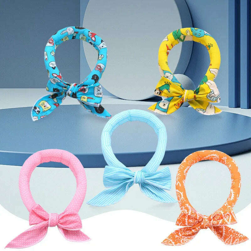 Summer Pet Cooling Ice Scarf Cool Ice Towel Heatstroke Dogs Cats Ice Scarf Collar Adjustable Cooling Cat Collar Bib Dog Supplies - KIMLUD