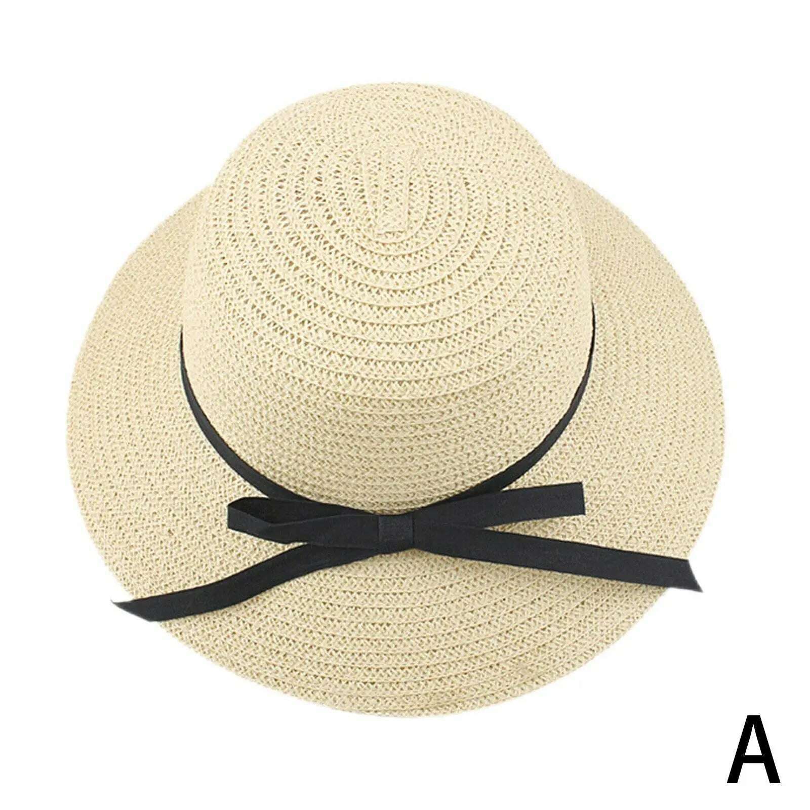 KIMLUD, Summer Straw Hat Big Wide Brim Foldable Beach Sun Hat Straw Floppy Sun Block UV Protection Hat Ladies Outdoor Travel Straw Hat, A / China, KIMLUD APPAREL - Womens Clothes