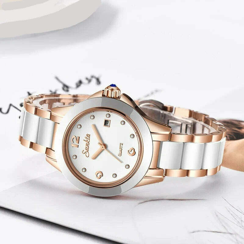 SUNKTA Fashion Women Watches Rose Gold Ladies Bracelet Watches Reloj Mujer 2023 New Creative Waterproof Quartz Watches For Women - KIMLUD