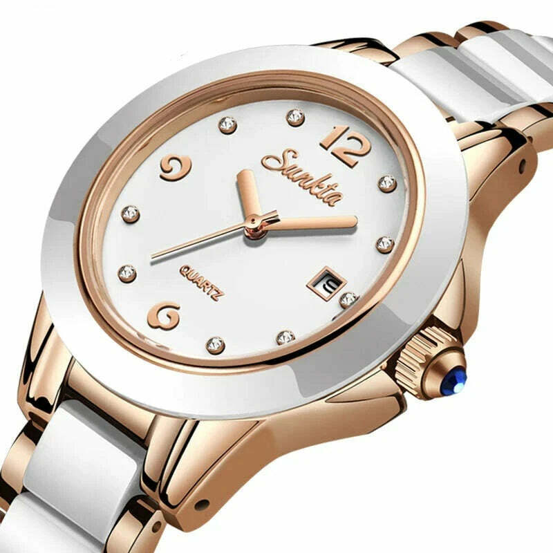 SUNKTA Fashion Women Watches Rose Gold Ladies Bracelet Watches Reloj Mujer 2023 New Creative Waterproof Quartz Watches For Women - KIMLUD