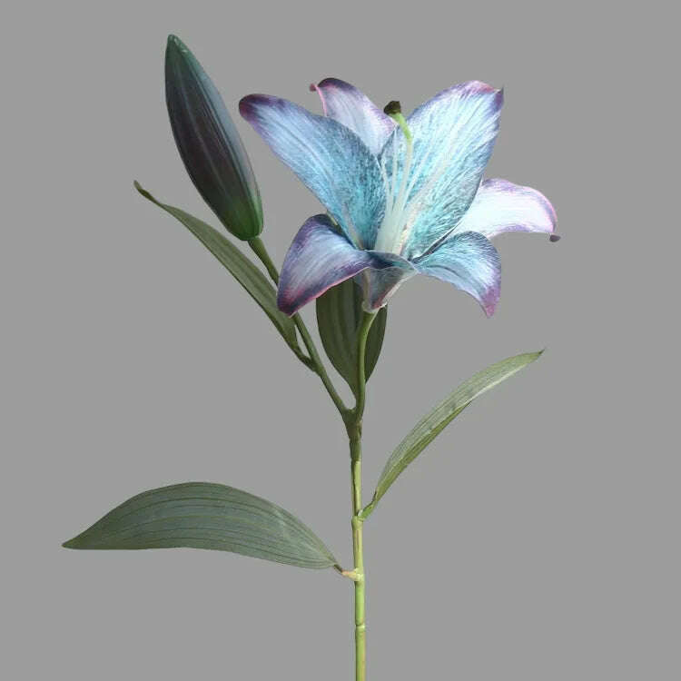 KIMLUD, SunMade Retro Lily Branch Silk Artificial Flowers Home Decor Wedding dDecoration Flower Arrangement Accessaries Blue Flores Xmas, Autumn Blue, KIMLUD APPAREL - Womens Clothes