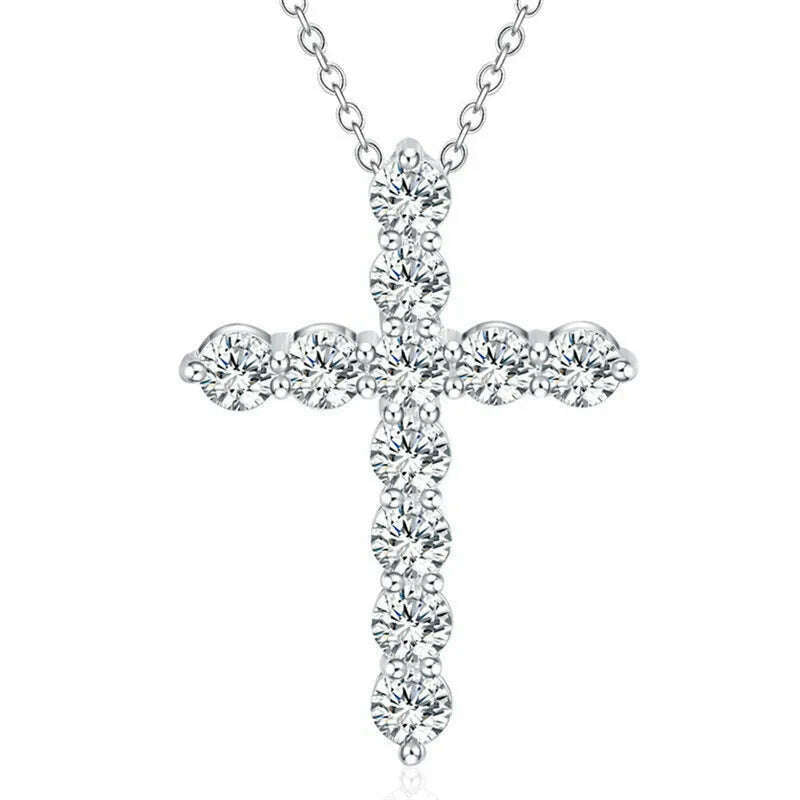 KIMLUD, Super shiny AAA Zircon 925 Sterling Silver Cross Pendant Necklaces For Women Party Charm Wedding Fashion Jewelry Gifts, Default Title, KIMLUD APPAREL - Womens Clothes