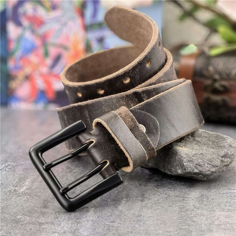 KIMLUD, Super Wide 4.2CM Luxury Thick Genuine Leather Men Belt Double Buckle Belt Ceinture  Leather Belt Men Jeans Trouser Belt MBT0018, MBT0018 B-COFFEE / 95cm, KIMLUD APPAREL - Womens Clothes