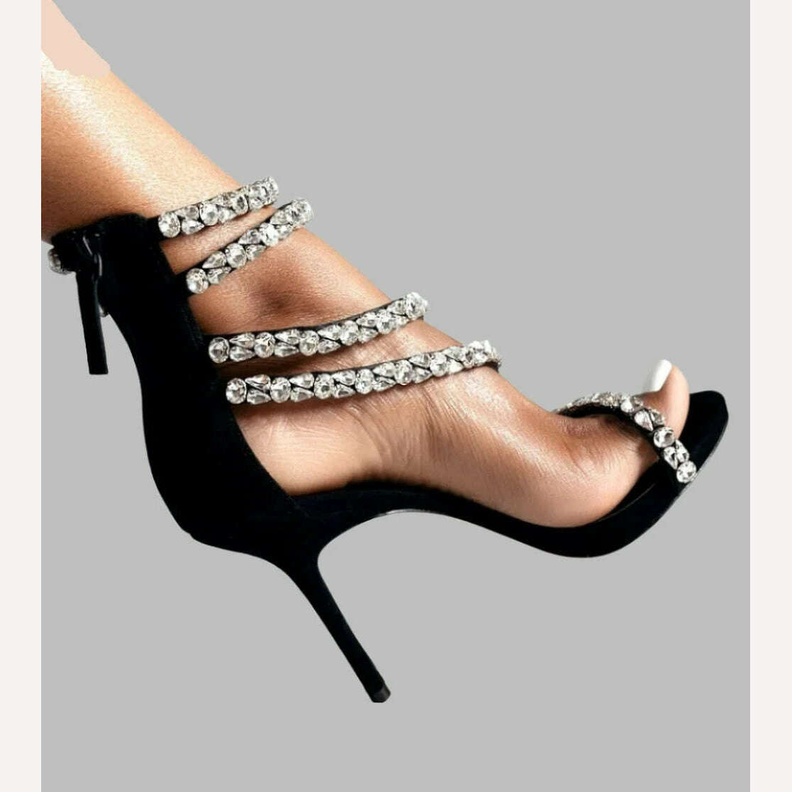 KIMLUD, Surkova Crystal Strap High Heel Sandals Bling Bling String Beaded 5 Straps Wedding Shoes Big Rhinestone Sewed Stiletto Pumps, KIMLUD Womens Clothes