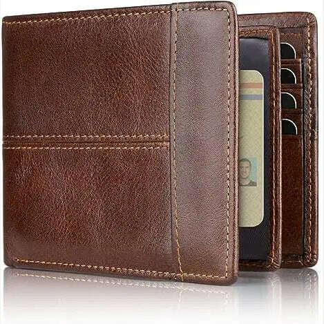 KIMLUD, Swallowmall RFID Genuine Leather Bifold Wallets For Men, ID Window 16 Card Holders Gift Box, KIMLUD Womens Clothes