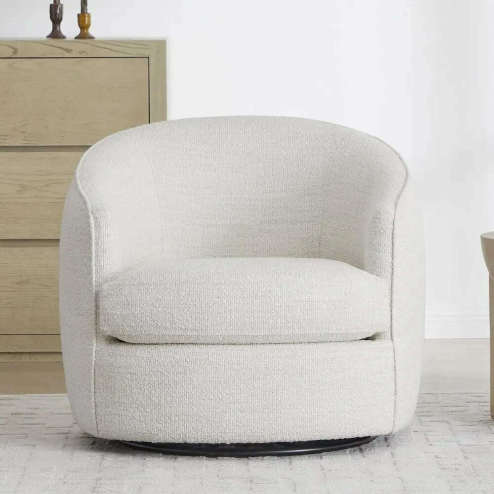 KIMLUD, Swivel Barrel Chair, Modern Comfy Boucle Accent Chair for Living Room Durable Construction Cozy Corner Companion , Cream, KIMLUD Womens Clothes