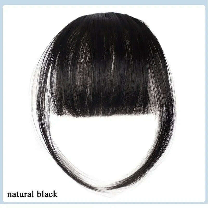 Synthetic Hair Clip In Bangs Brown Colored Invisible Front Fringes Clip in Hair Air Bangs Natural Black Fake Hair Bangs For Girl - KIMLUD