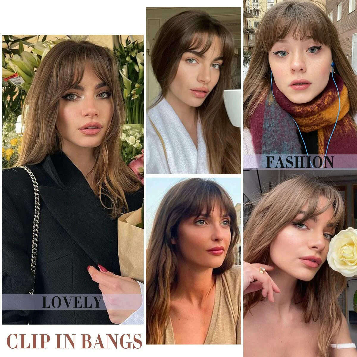 Synthetic Hair Clip In Bangs Brown Colored Invisible Front Fringes Clip in Hair Air Bangs Natural Black Fake Hair Bangs For Girl - KIMLUD