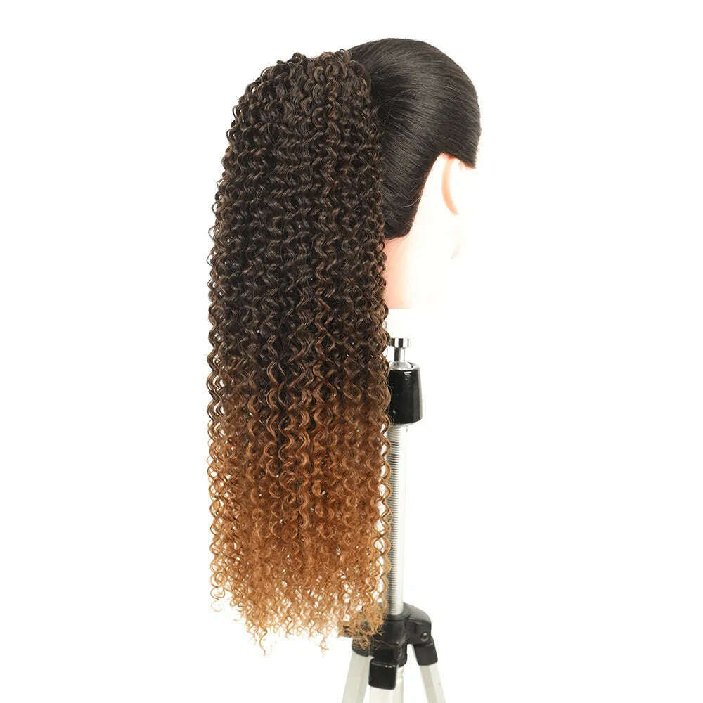 KIMLUD, Synthetic Jerry Curly Ponytail 24Inch Soft Black Drawstring Ponytail Curly Clip in Hair Extension Pony Tail Hairpieces for Women, MT1B-30 / 24inches, KIMLUD APPAREL - Womens Clothes