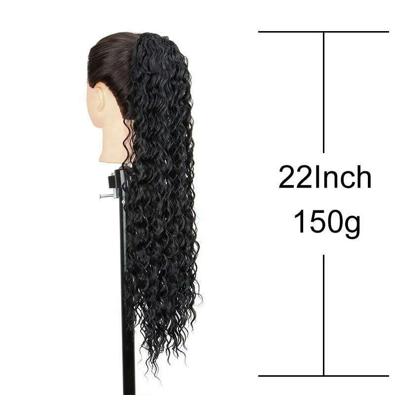 Synthetic Long 22Inch Kinky Curly Ponytail Extensions Clip in Drawstring Ponytail Wig Afro Pony Tail Women Hairpiece - KIMLUD