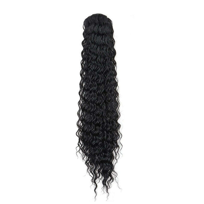 KIMLUD, Synthetic Long 22Inch Kinky Curly Ponytail Extensions Clip in Drawstring Ponytail Wig Afro Pony Tail Women Hairpiece, 1B, KIMLUD APPAREL - Womens Clothes