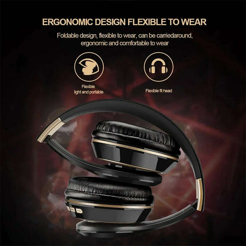 T5 Bluetooth Headphones Over Ear Head Wireless Earphones With Mic Music Headset Gamer Foldable Auriculare Fone For Huawei iPhone - KIMLUD