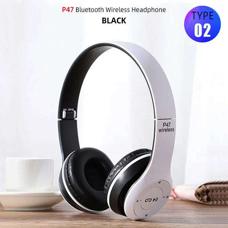 T5 Bluetooth Headphones Over Ear Head Wireless Earphones With Mic Music Headset Gamer Foldable Auriculare Fone For Huawei iPhone - KIMLUD