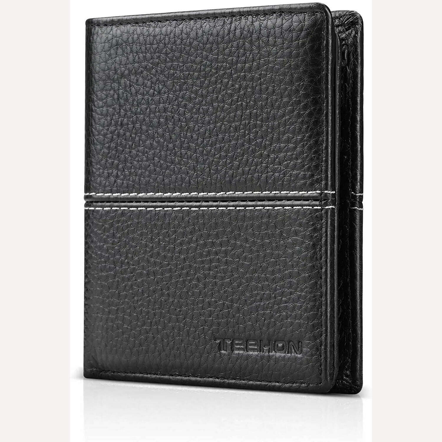 KIMLUD, TEEHON Casual Soft Genuine Leather Wallet Men RFID Black Purse Coin Card Holder, Black, KIMLUD APPAREL - Womens Clothes