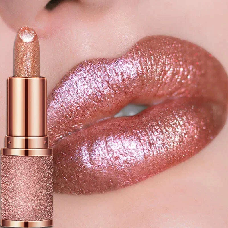 Temperature Color Changing Glitter Lipstick Waterproof Long Lasting Lipgloss Stick - KIMLUD