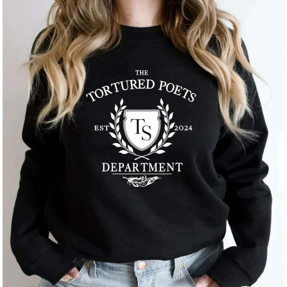 KIMLUD, The Tortured Poets Department Sweatshirt All's Fair in Love and Poetry Sweatshirt Women Hoodies New Album TTPD Merch Shirt Top, black / XXL, KIMLUD APPAREL - Womens Clothes