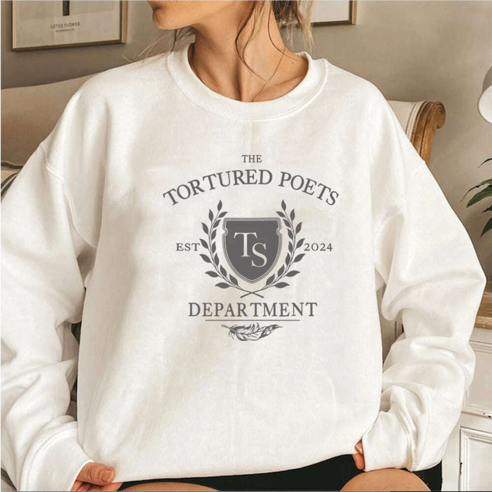 KIMLUD, The Tortured Poets Department Sweatshirt All's Fair in Love and Poetry Sweatshirt Women Hoodies New Album TTPD Merch Shirt Top, WHITE / S, KIMLUD APPAREL - Womens Clothes