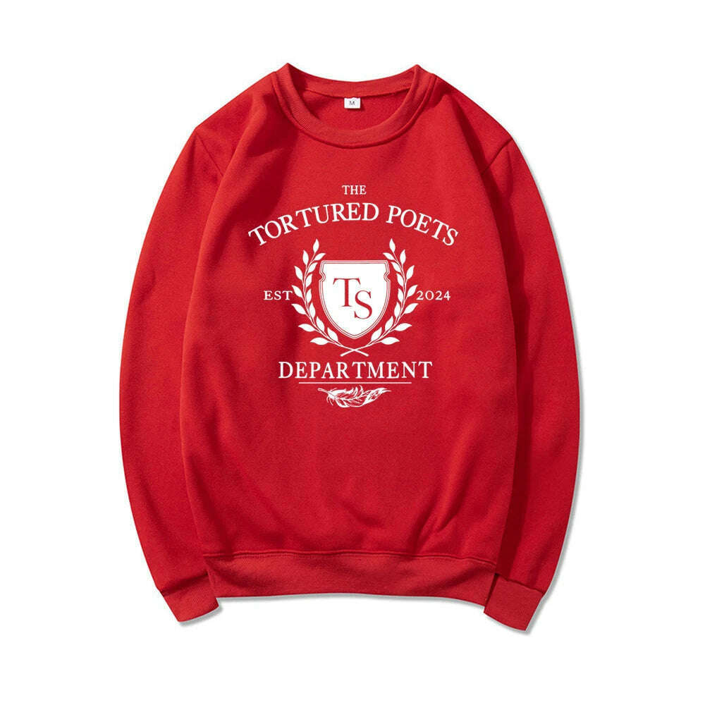 KIMLUD, The Tortured Poets Department Sweatshirt All's Fair in Love and Poetry Sweatshirt Women Hoodies New Album TTPD Merch Shirt Top, Red / S, KIMLUD APPAREL - Womens Clothes