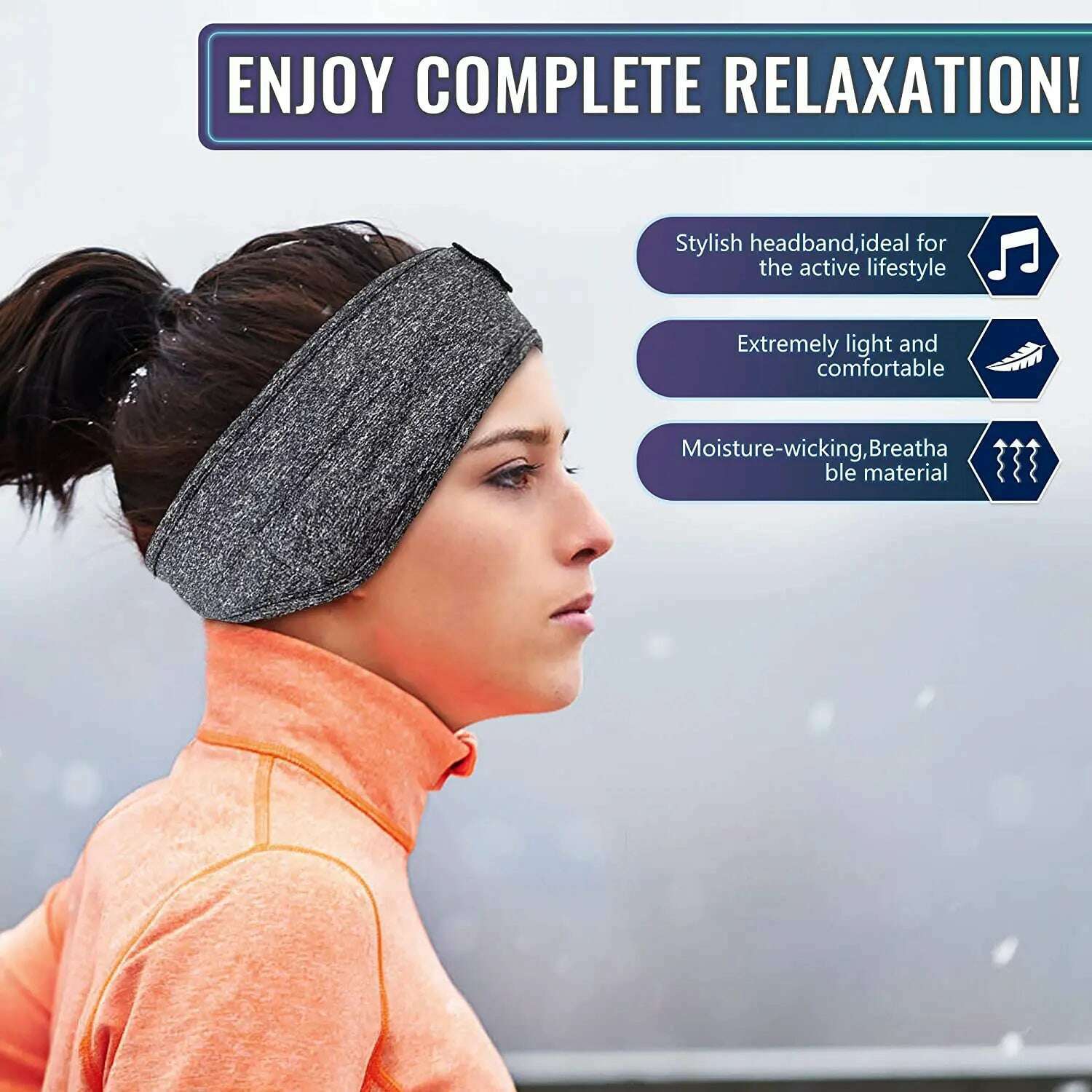 Thin Summer Sleep Headphones Bluetooth Mask Wireless Sports Headband with Speakers for Workout Jogging Yoga Insomnia Travel - KIMLUD