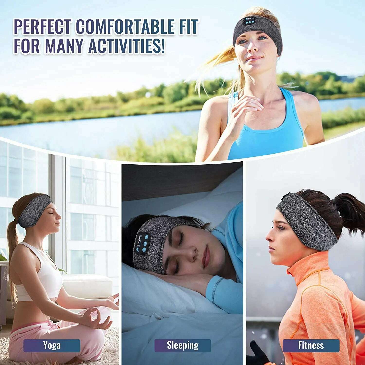 Thin Summer Sleep Headphones Bluetooth Mask Wireless Sports Headband with Speakers for Workout Jogging Yoga Insomnia Travel - KIMLUD