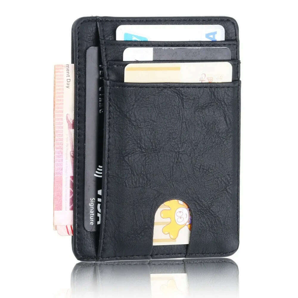 THINKTHENDO Slim RFID Blocking Leather Wallet Credit ID Card Holder Purse Money Case for Men Women 2020 Fashion Bag 11.5x8x0.5cm - KIMLUD