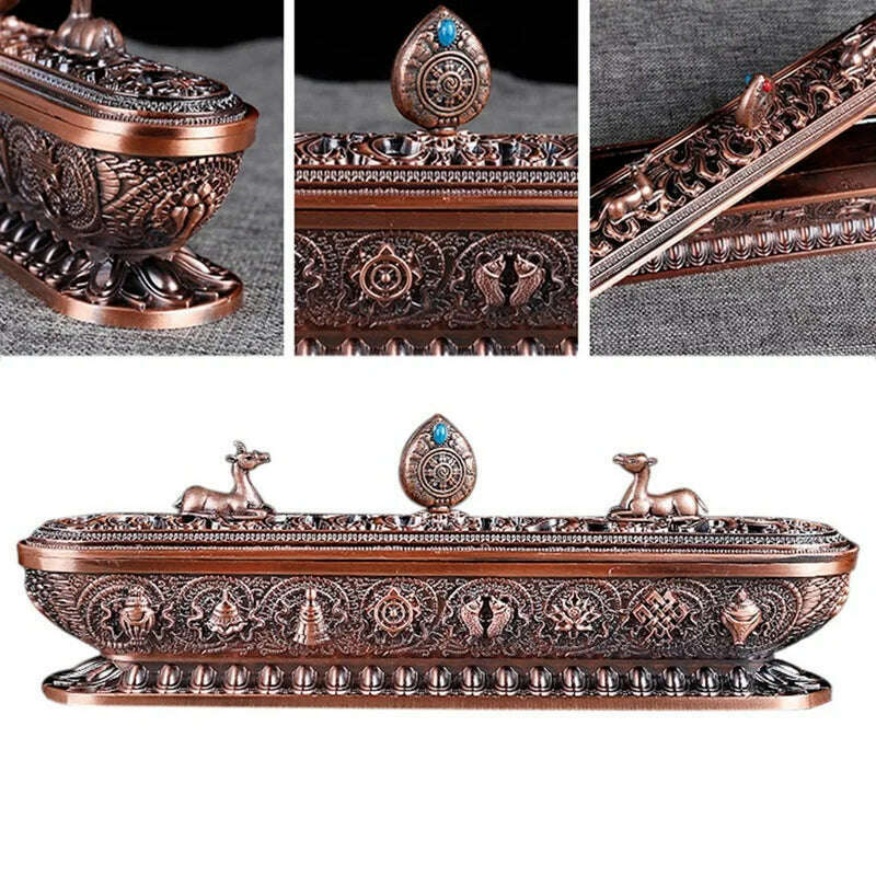 Tibet Incense Burner Antique Handmade Incense Stick Holder Zen Teahouse Home Office Decoration Crafts Ornaments - KIMLUD