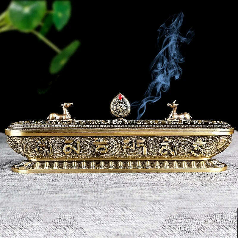 Tibet Incense Burner Antique Handmade Incense Stick Holder Zen Teahouse Home Office Decoration Crafts Ornaments - KIMLUD