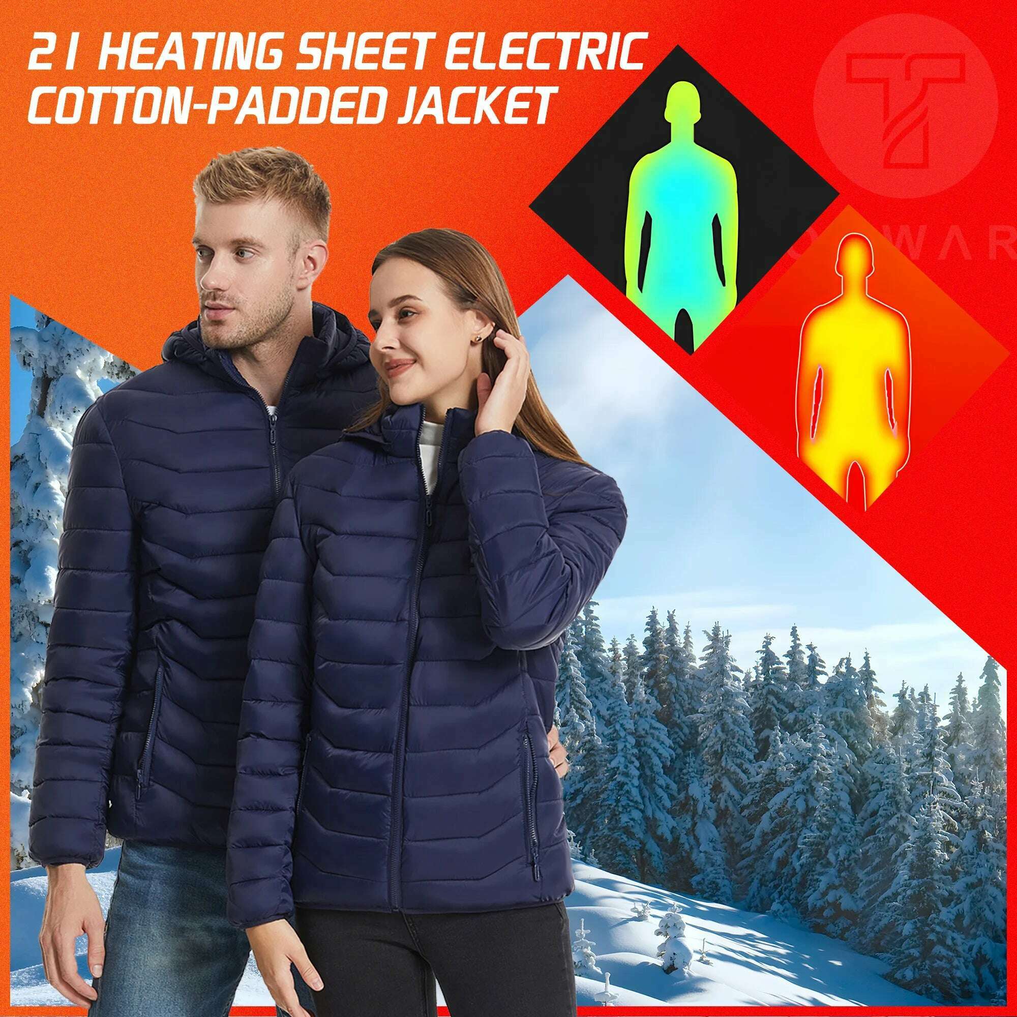 KIMLUD, TODWARM Heated Jacket 21 Areas Winter Men's Women's Motorcycle Jacket USB Electric Heating Jacket Heated Vest Moto Thermal Cloth, KIMLUD Womens Clothes