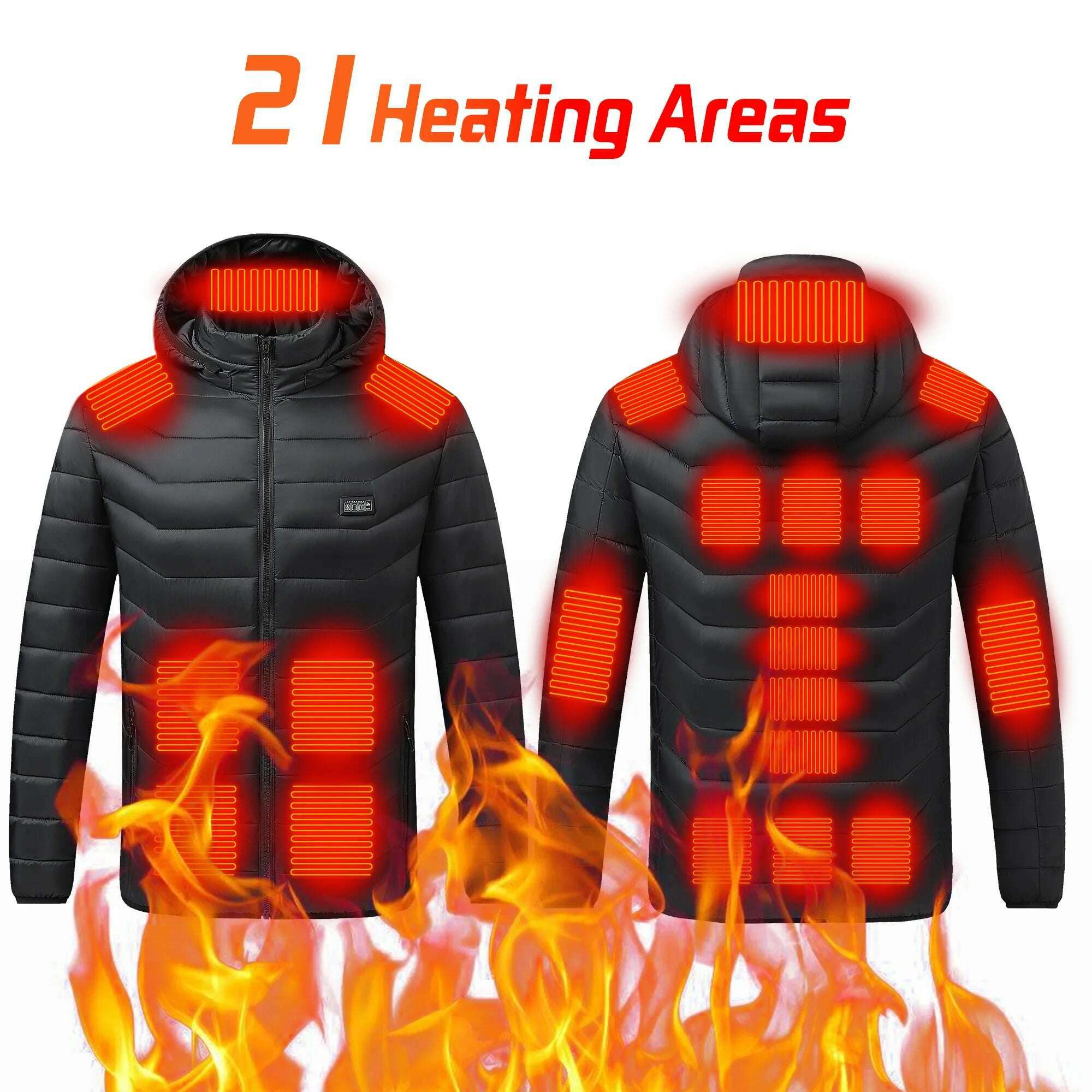 KIMLUD, TODWARM Heated Jacket 21 Areas Winter Men's Women's Motorcycle Jacket USB Electric Heating Jacket Heated Vest Moto Thermal Cloth, M09-21-BK / Asian size S, KIMLUD APPAREL - Womens Clothes