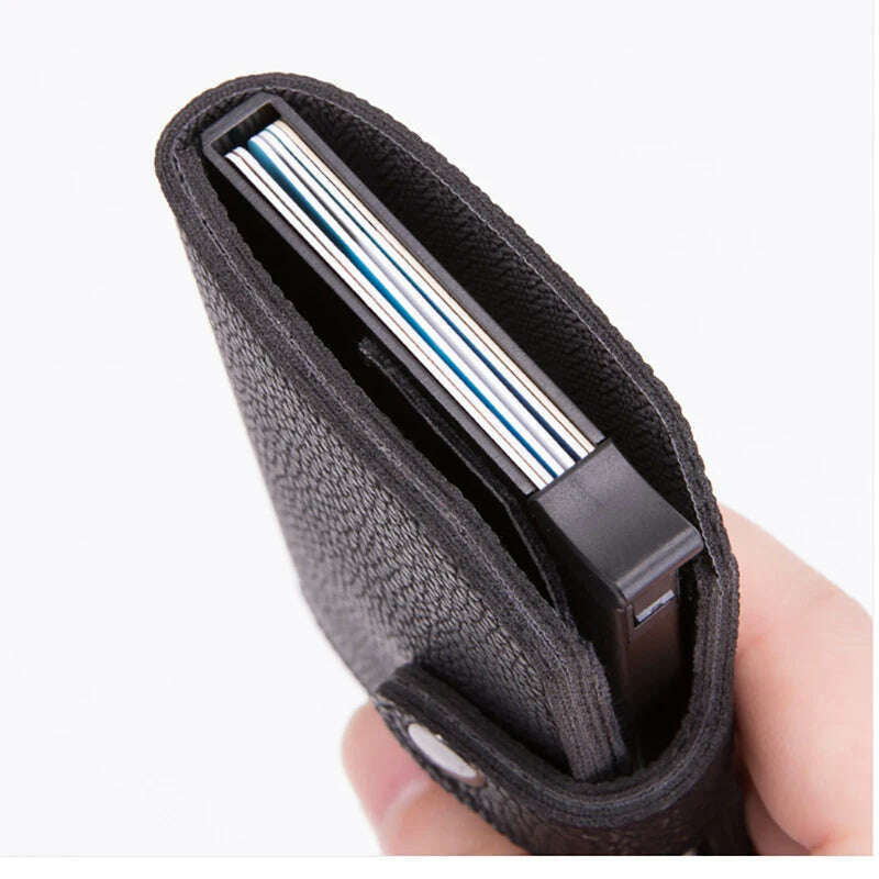 KIMLUD, Top Quality Wallets Men Money Bag Automatic Pop-up Metal Aluminum Shell Money Minimalist Credit Card Holder RFID Blocking, KIMLUD Womens Clothes